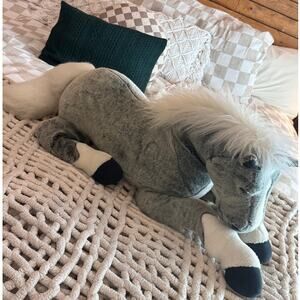 Jumbo Giant plush stuffed Animal Breyer Horse Gray White Legs Hard Eyes 38”